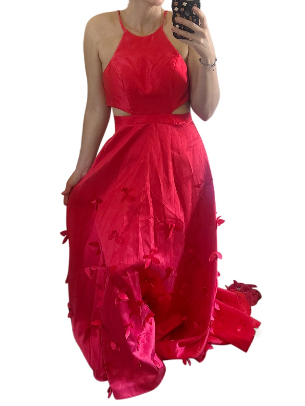 Brand new nwt b smart Red Evening Gown maxi embellished details and cut out top